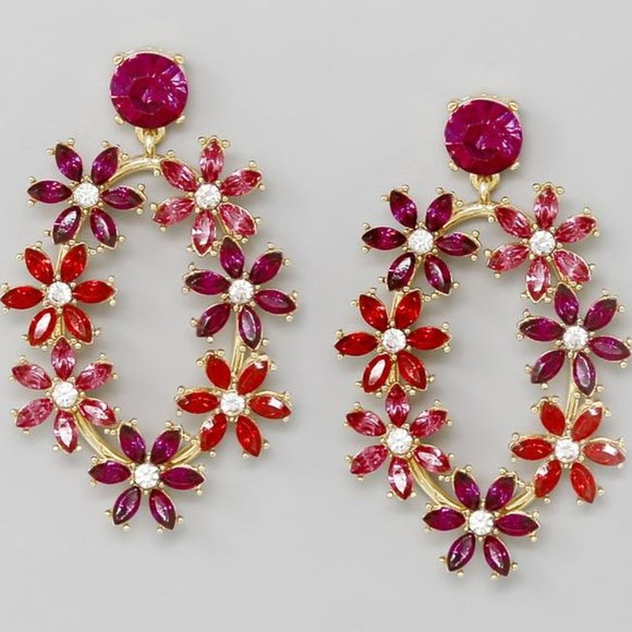 Flower Gold-Tone Drop Earrings - Picture 3 of 14